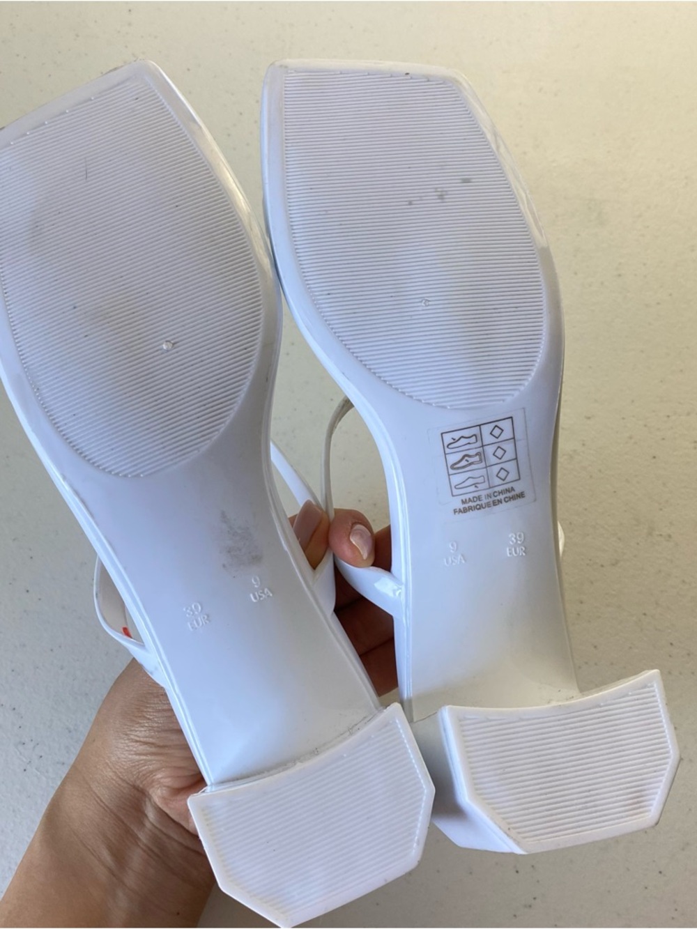 Jeffrey Campbell Size 9 White Double Strap Plastic Square Toe Slip-on Heel - Picture 5 of 6